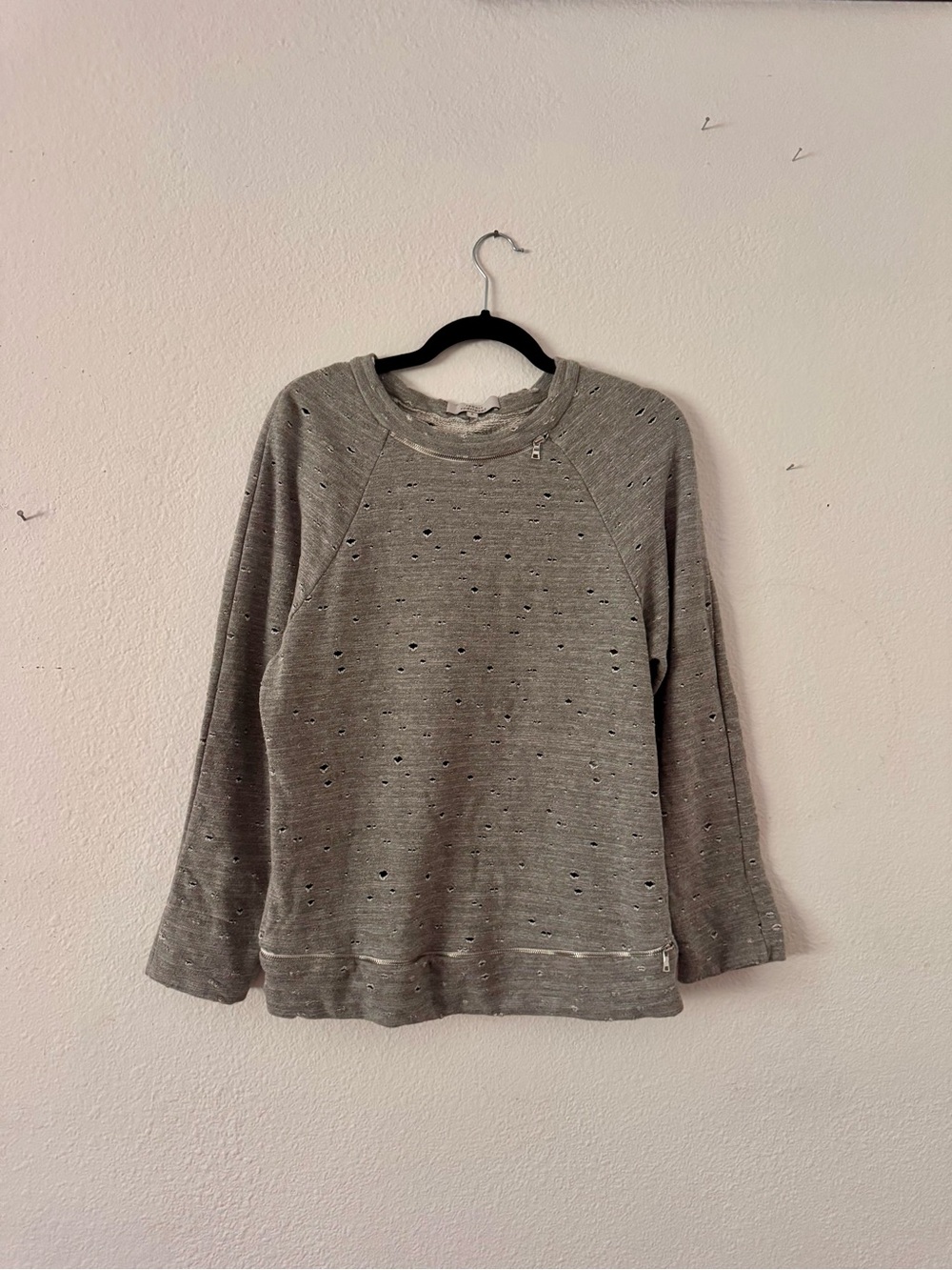 Robert Rodriguez Distressed Destroyed Zip Sweatshirt – Gray – Size S